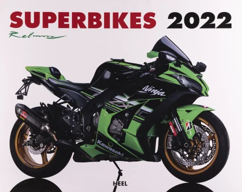 Titelblatt des Superbikes Kalenders 2022 mit einer Kawasaki Ninja ZX-10R in Grün-Schwarz mit goldenen Felgen.