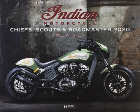Titelblatt des Indian Kalenders 2020 mit einer grünen Indian Scout Custom „Mosquito“.