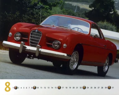 Alfa Romeo 1900 Super Sprint Coupé in Rot – August-Motiv aus dem Kalender „Best of Alfa Romeo 1998“.