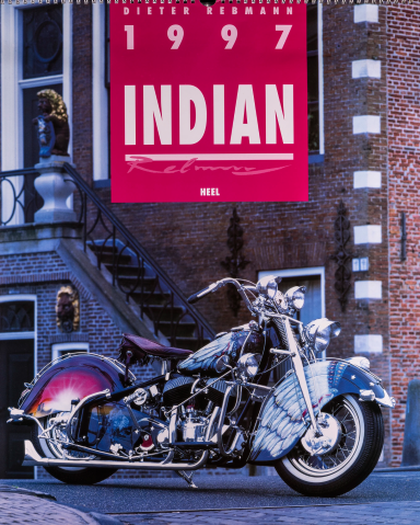 Titelblatt des Indian Kalenders 1997 mit einer Indian Chief Custom und aufwendig airbrushlackierten Schutzblechen.