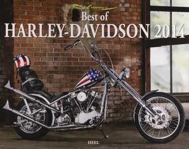 Captain America Chopper mit Stars-and-Stripes-Lackierung und moderner Scheibenbremse. Titelmotiv des Harley-Davidson Kalenders 2014.

