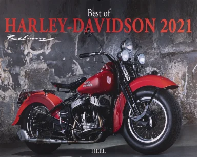 Titelblatt des Harley-Davidson Kalenders 2021 mit einer roten Harley-Davidson WLA.
