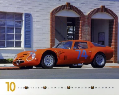Alfa Romeo Giulia TZ2 von 1965 in Rennversion – Oktober-Motiv aus dem Kalender „Best of Alfa Romeo 1998“.