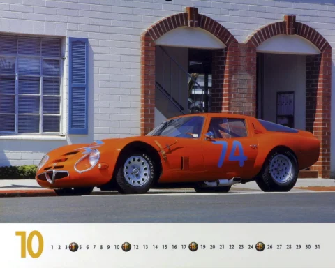 Alfa Romeo Giulia TZ2 von 1965 in Rennversion – Oktober-Motiv aus dem Kalender „Best of Alfa Romeo 1998“.