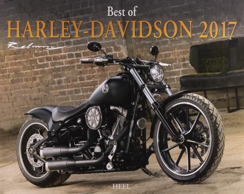 Harley-Davidson Softail Breakout in mattschwarzer Lackierung vor einer Backsteinmauer.Titelmotiv des Harley-Davidson Kalenders 2017