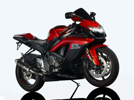 Suzuki GSX-R 600 Baujahr 2011 in Rot und Schwarz auf weißem Studiohintergrund.
