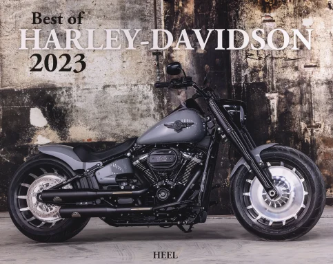 Titelblatt des Harley-Davidson Kalenders 2023 mit einer Harley-Davidson Fat Boy 114.

